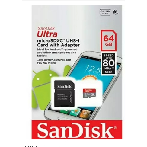 original Memori micro sd sandisk ultra 64gb, sandisk ultra 64gb class 10 xdxc A1, micro sd sandisk u