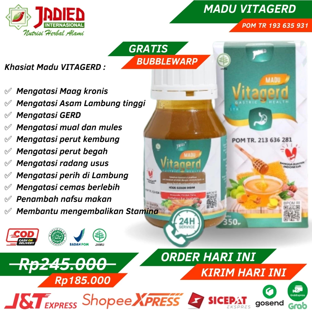 Madu VITAGERD Asli Herbal Obat GERD dan Asam Lambung Original dengan Gejala Susah Tidur Sakit Kepala