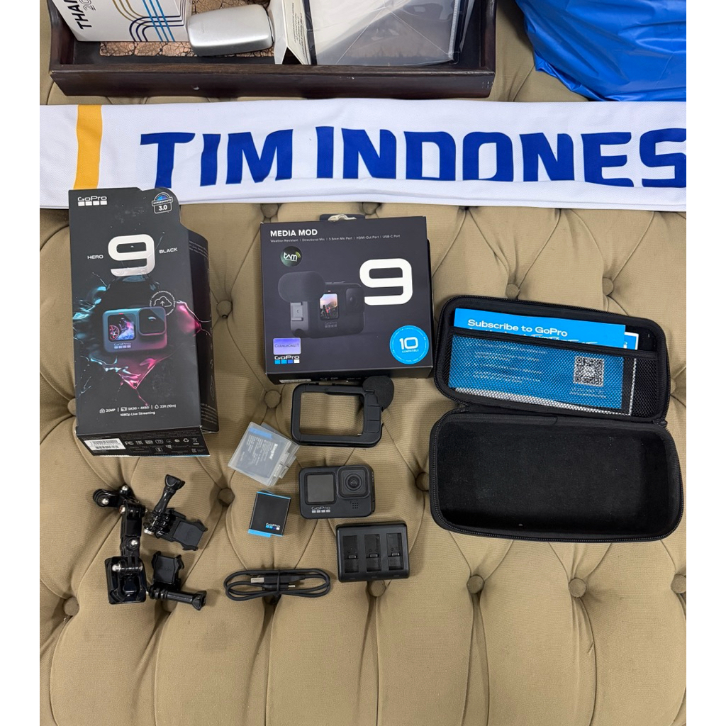 GoPro Hero 9 Black Second Mulus + Media Mod + 3 Baterai + Box Lengkap = Siap Vlog