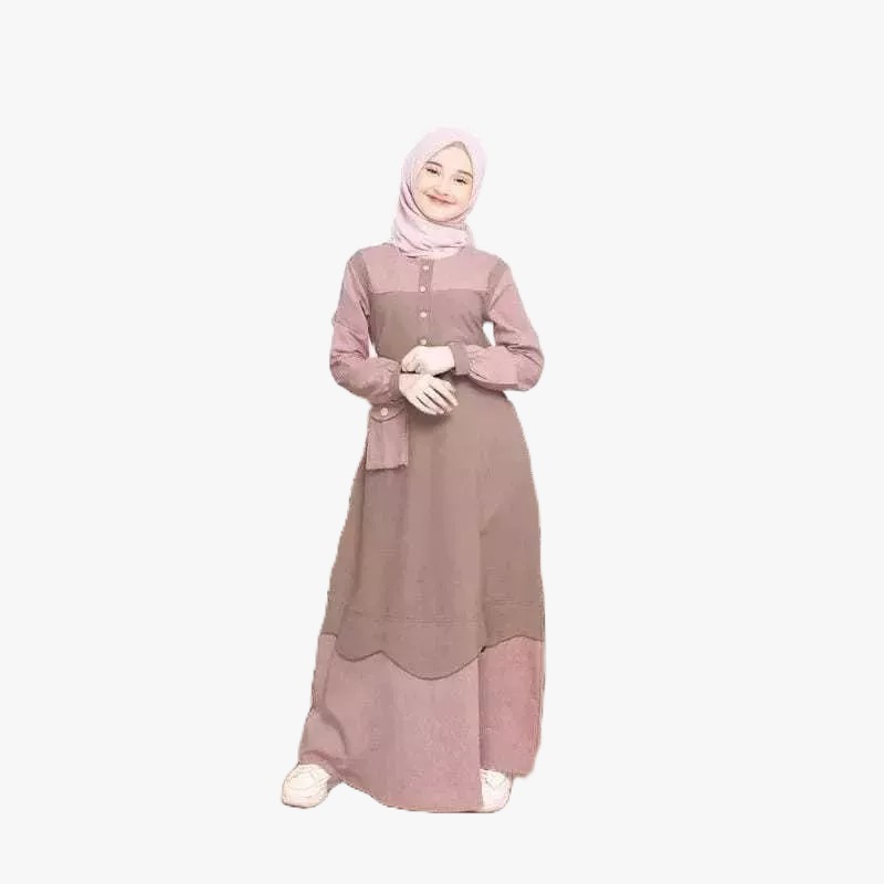 Baju Lebaran Anak remaja Busana Muslim Anak Perempuan Usia 10-17Tahun Gamis Remaja korea style polos