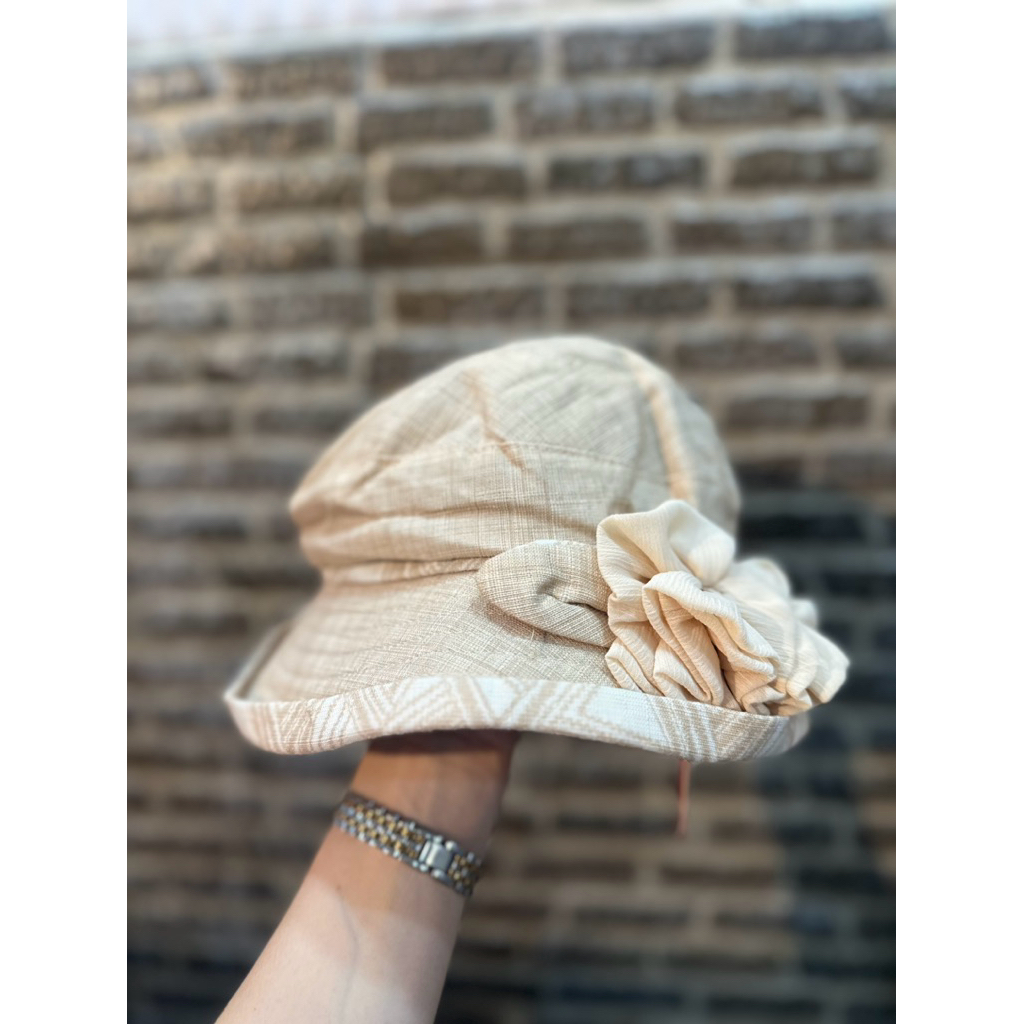 topi Bunga fedora topi kain wanita feminin anti UV sinar matahari