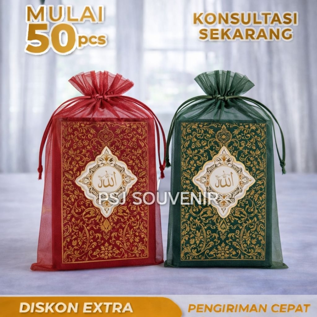 Kantong Tile Serut Ukuran 20 x 30 Cm Kantong Kemasan Souvenir Al'Quran