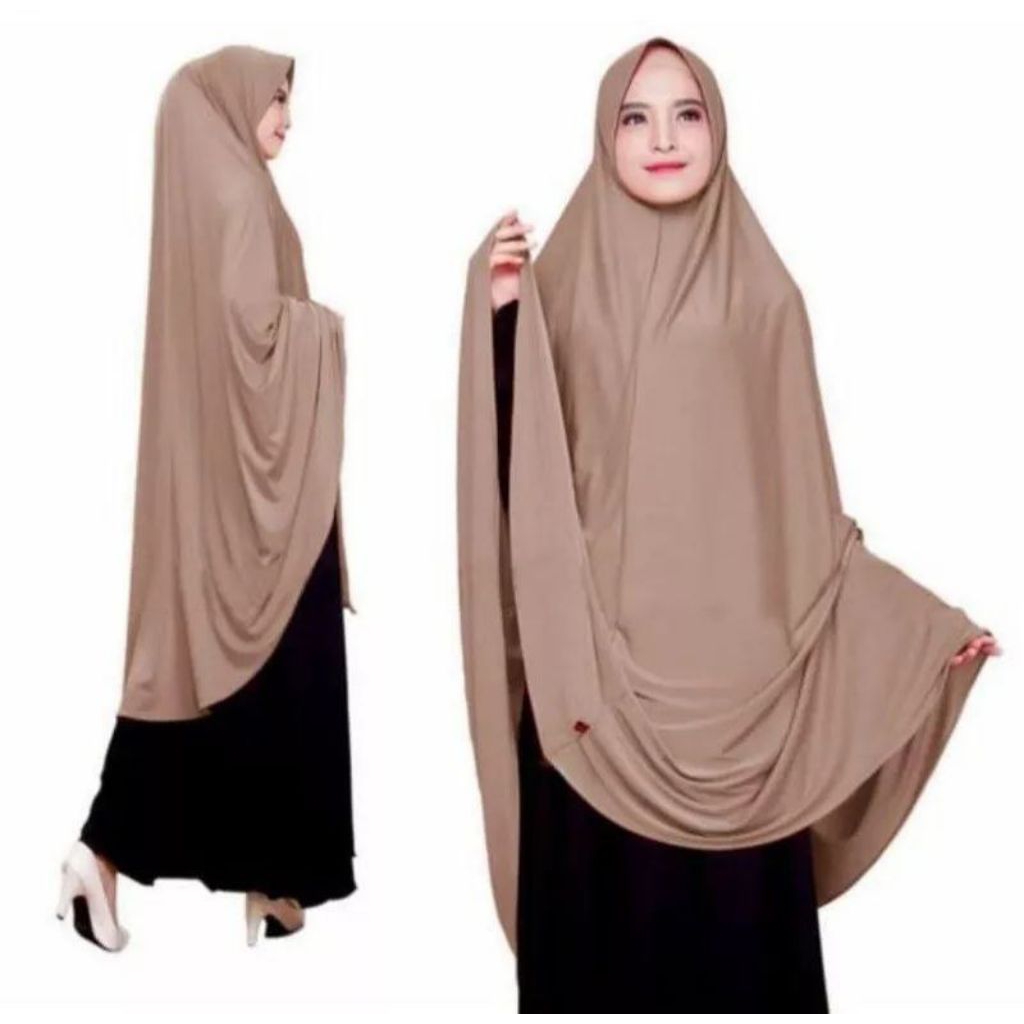 Jilbab Syar'i Super Jumbo XXXXL Polos Jersey Premium Khimar Syar'i Super Jumbo Hijab Instan Terbaru 