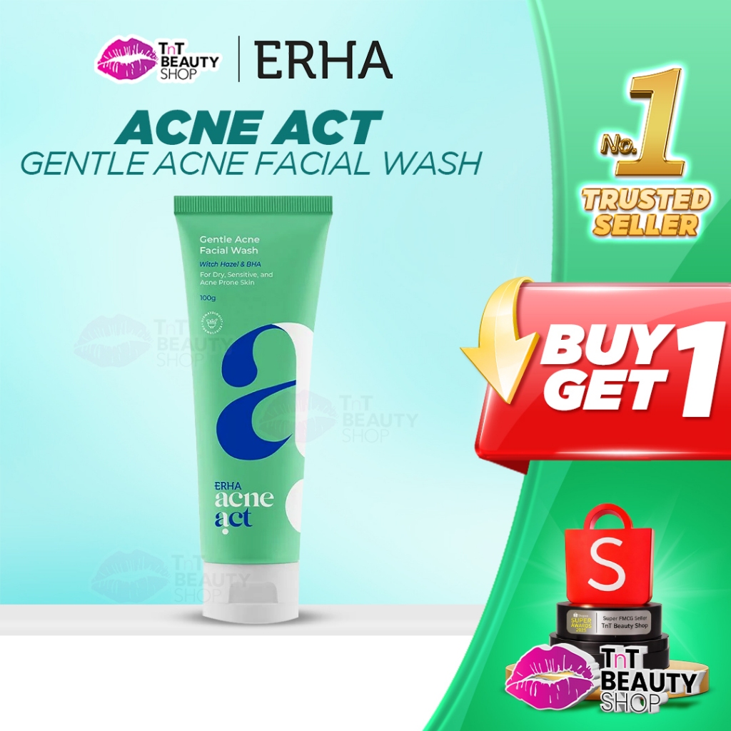 ERHA Acneact Witch Hazel & BHA Gentle Facial Wash 100g Sabun Wajah Jerawat | TnT Beauty Shop