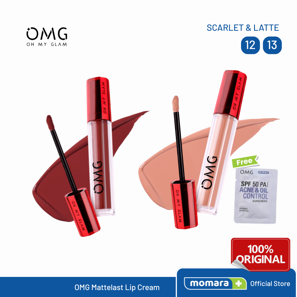 OMG Oh My Glam Matte Kiss Lip Cream Bundling OMBRE Shades 12 & 13 Paket Lipstik Waterproof Tahan Lam