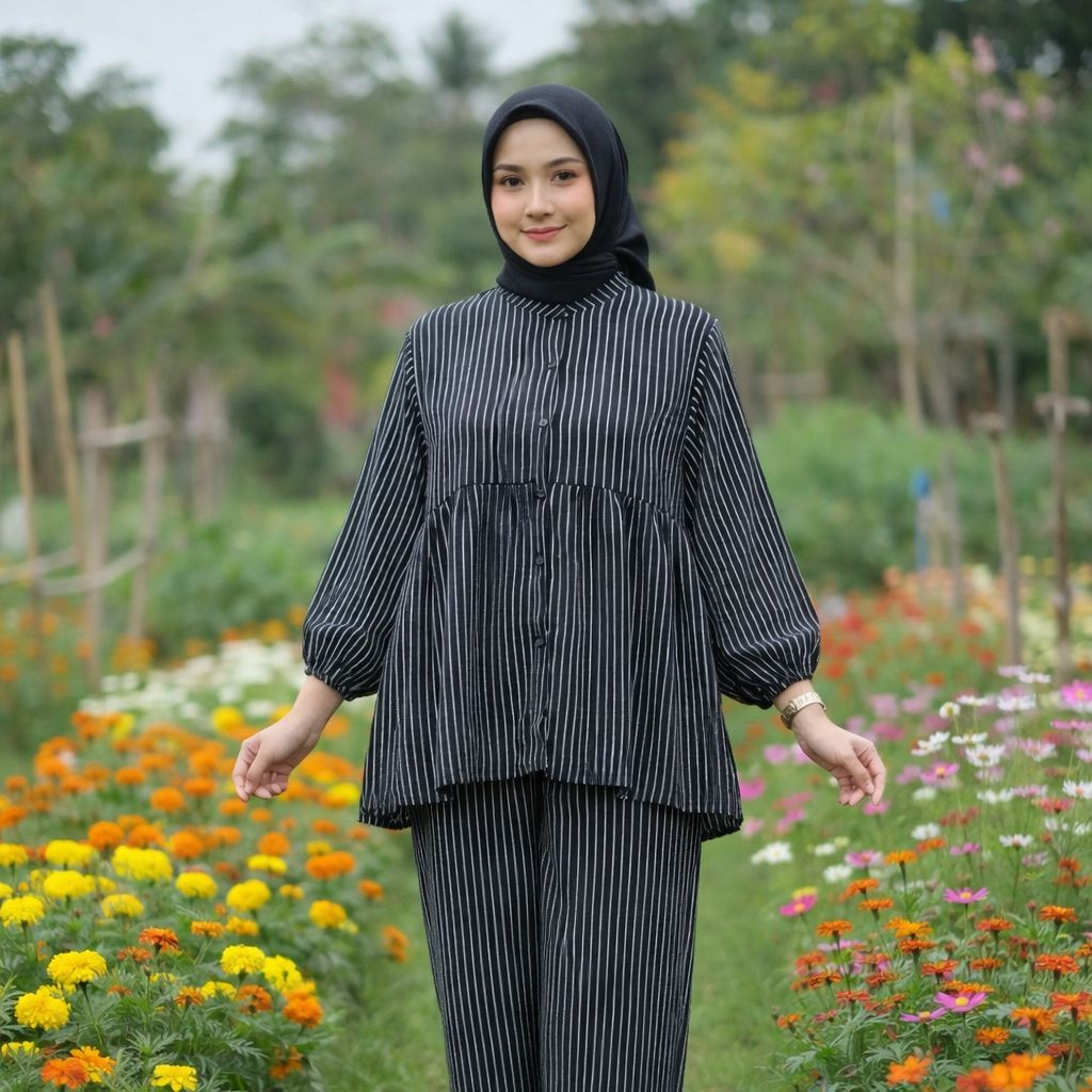 kirana oneset tangan balon /setelan rayon premium/oneset kulot