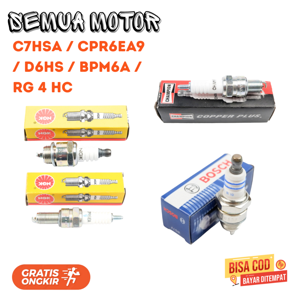 BUSI NGK C7HSA - BUSI CHAMPION RG 4 HC - CPR6EA9 / D6HS / BPM6A SEMUA MOTOR