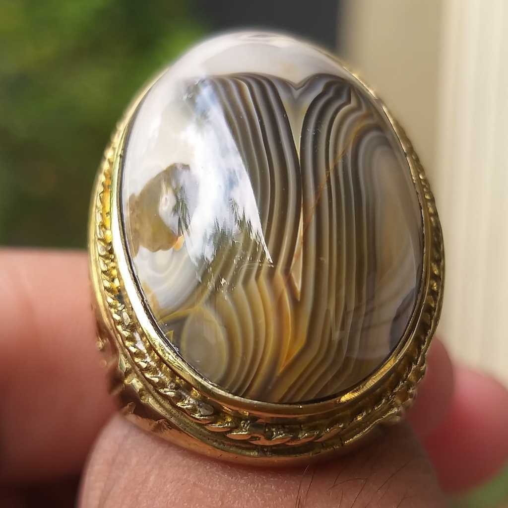 Batu Akik Karang Nunggal Pamor Air Terjun Emas Pintu Jagat Tegas Berkarakter Berwibawa Langka Super 