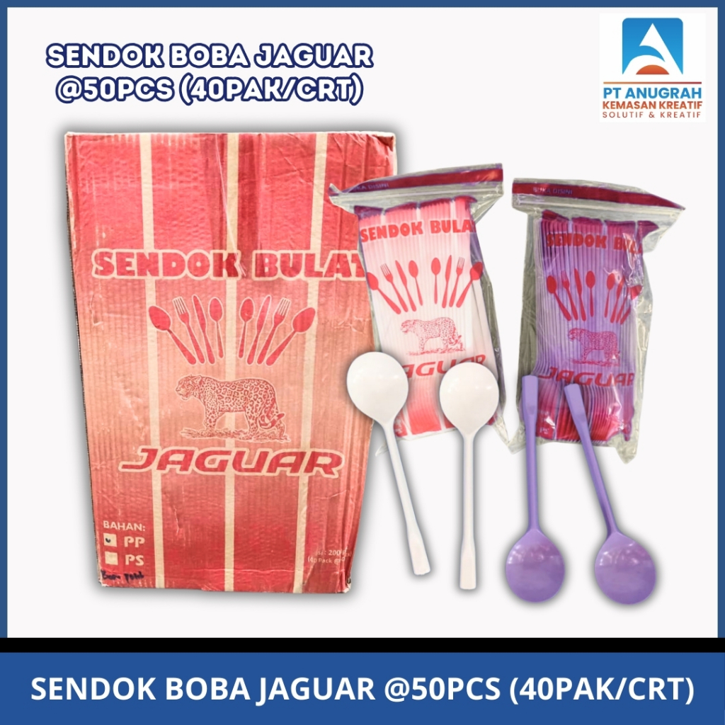 (1 KARTON) Sendok Plastik Boba Jaguar Sendok Minuman Boba Susu Es Kopi isi 40pak Perkarton
