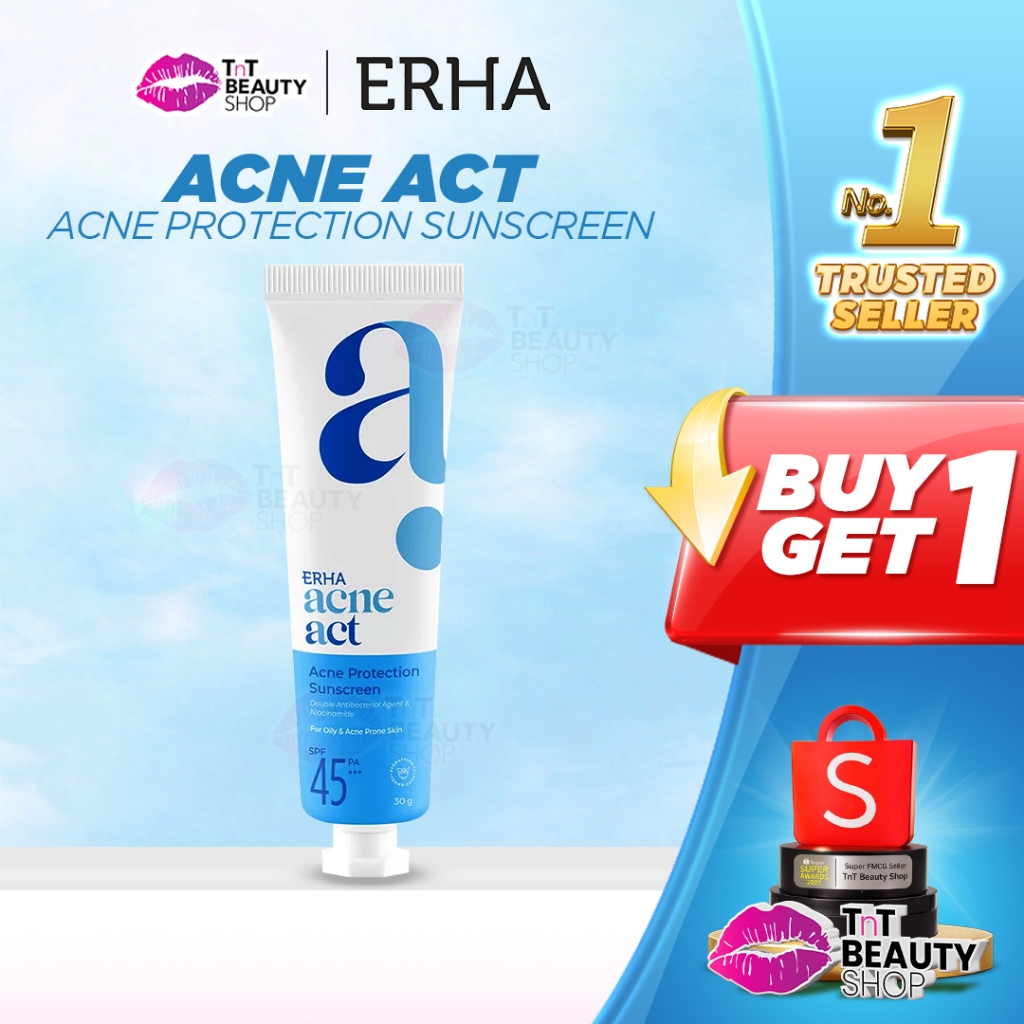 ERHA AcneAct Acne Protection Sunscreen SPF 45 PA+++ 30 g Sunscreen Wajah Berjerawat | TnT Beauty Sho
