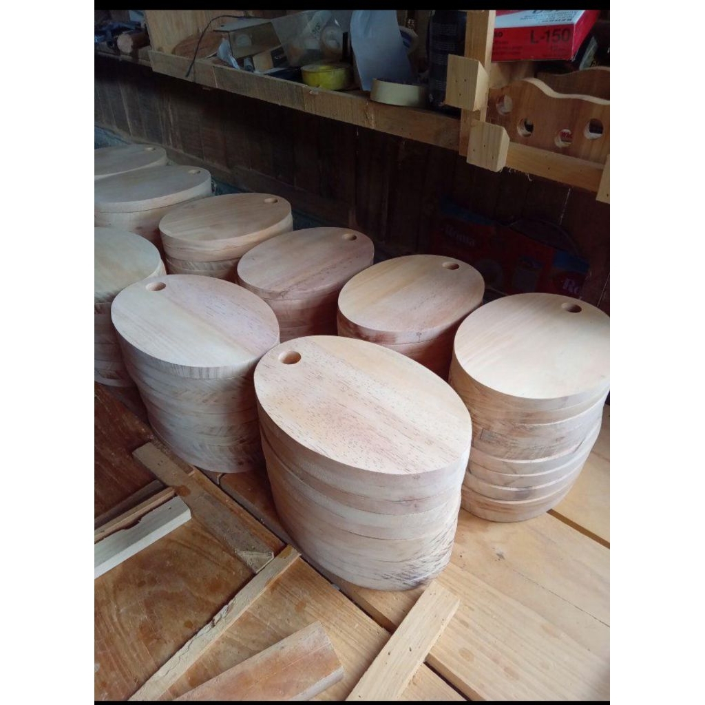 Talenan Kayu Bulat _ Talenan kayu mahoni_ talenan Jumbo tebal anti jamur