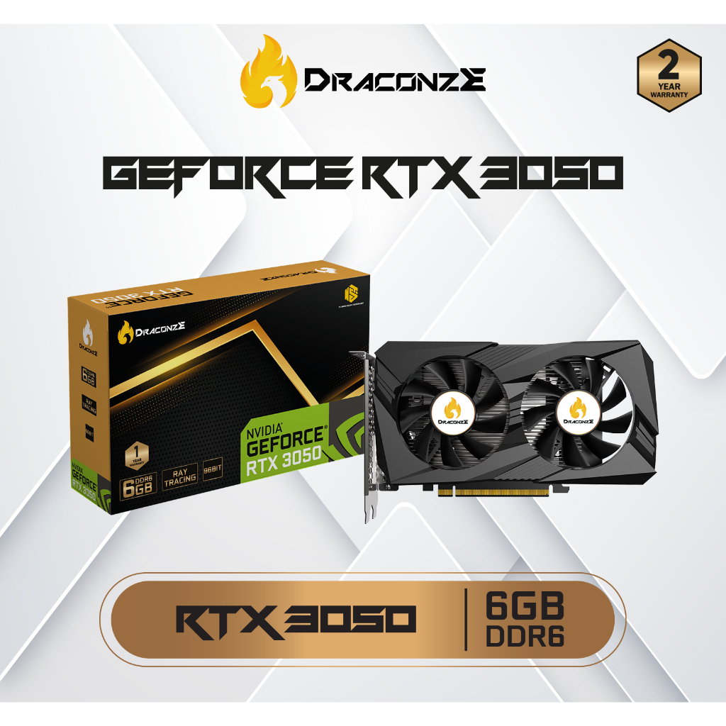 VGA CARD / VGA NVIDIA RTX 3050 / VGA RTX 3050 / VGA DRACONZE RTX3050 6GB DDR6 96BIT