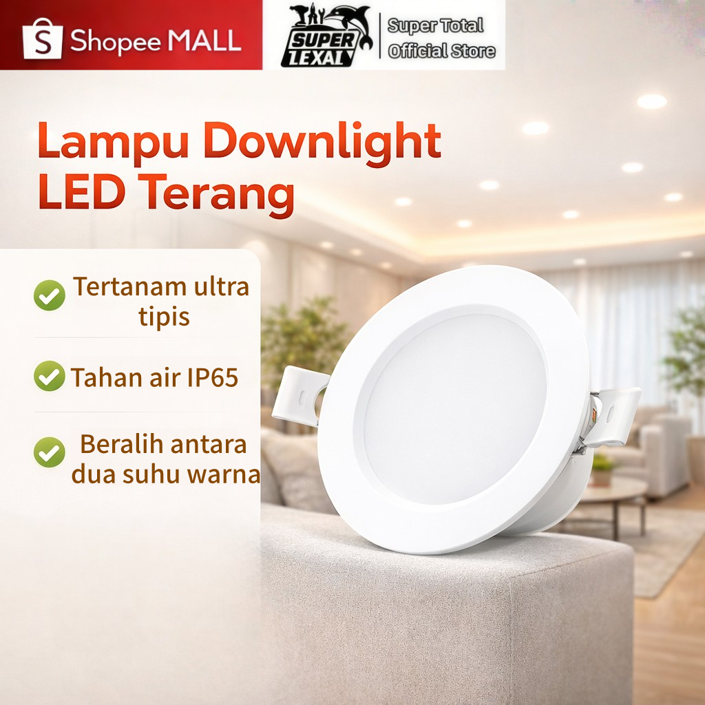 Super Total -YGMR PL Super Total Lampu Plafon LED Bulat 6500K Super Terang – Putih Terang Bikin Ruma