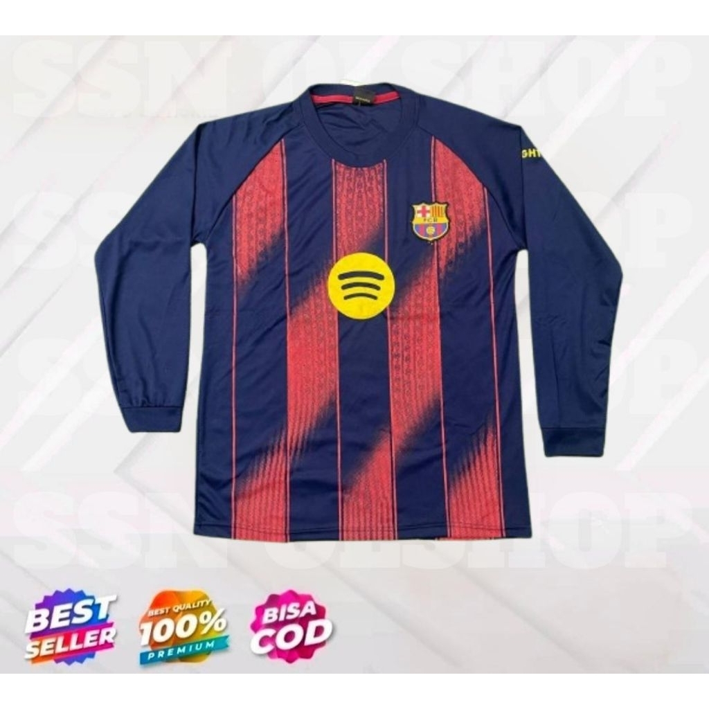 jersey barcelona terbaru home navy lengan panjang 2026 baju bola barca barcelona terbaru home navy l