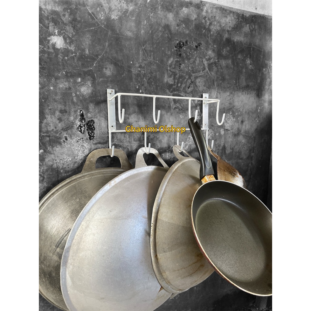 rak gantungan penyimpanan wajan / rak wajan minimalis / gantungan wajan Teflon besi SNI / Free paku 