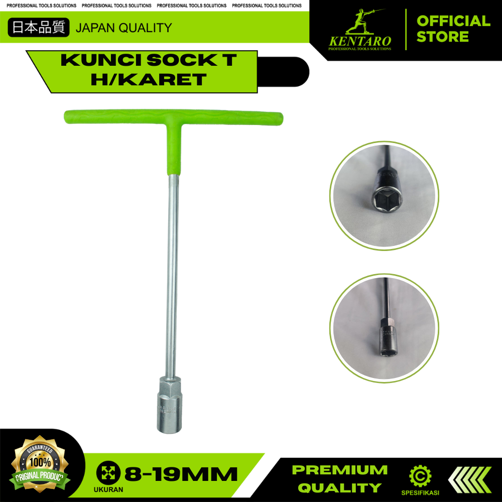 KUNCI SOCK T HANDLE KARET / T-HANDLE WRENCH / KUNCI T KENTARO JAPAN QUALITY