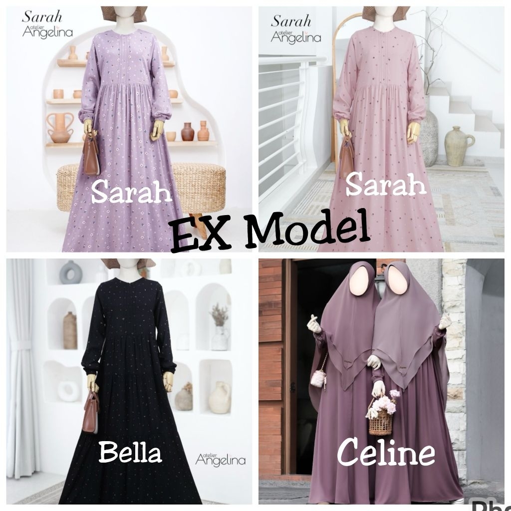 ATELIER ANGELINA EX MODEL -SARAH DRESS PANSY DUSTY PURPLE -CELINE EMBROIDERY PLUM -BELLA GEO DOODLES