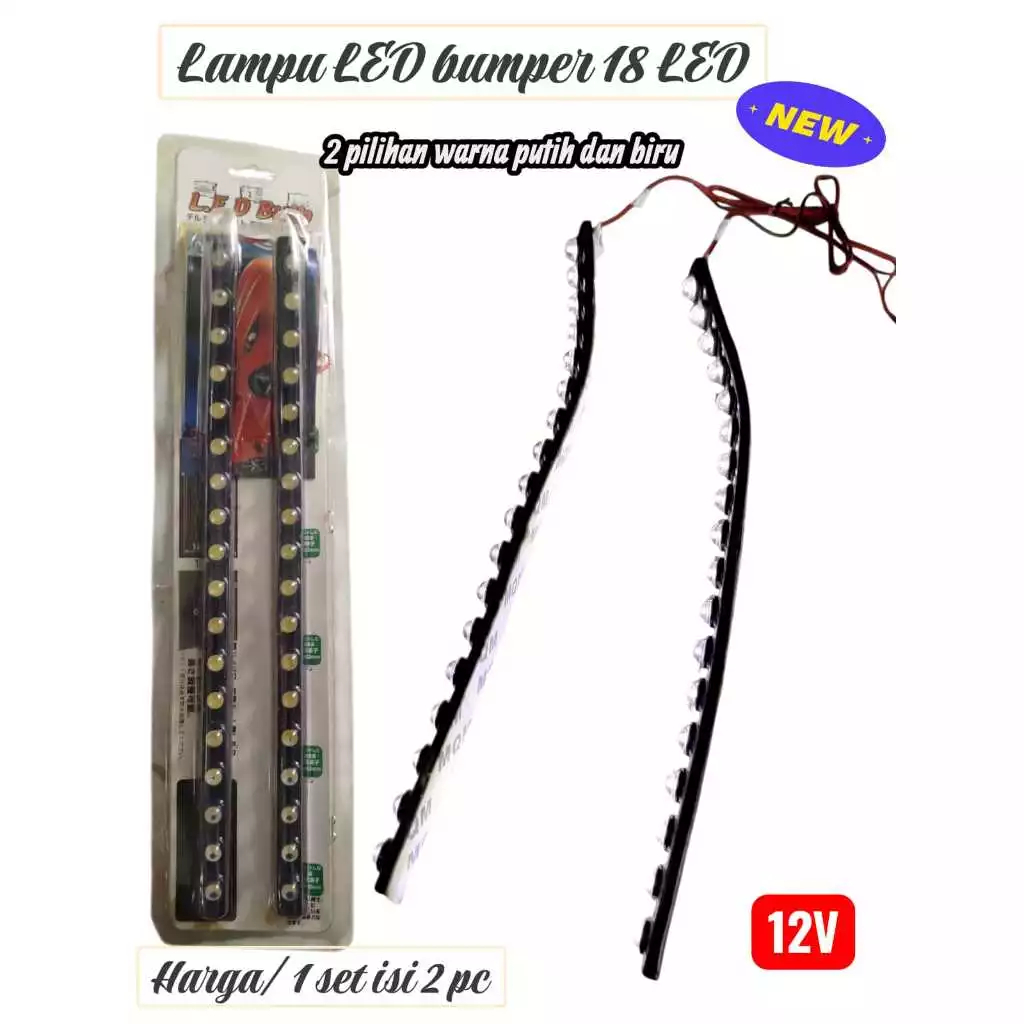Lampu LED bumper lampu variasi mobil 12 volt 18 LED