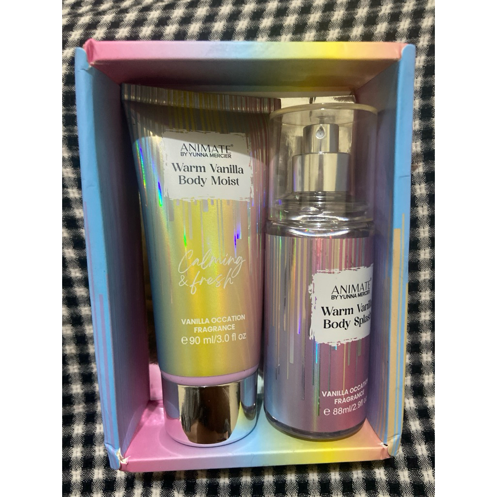 Animate warm vanilla body moist and body splash MURAH