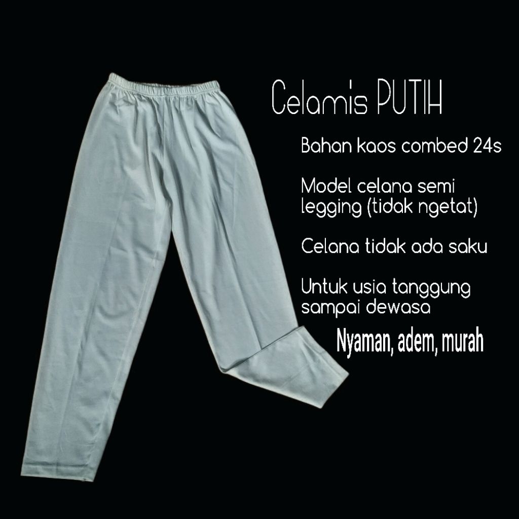 Celamis/celana santai/celana dalaman rok bahan kaos katun combed khusus warna PUTIH untuk anak tangg