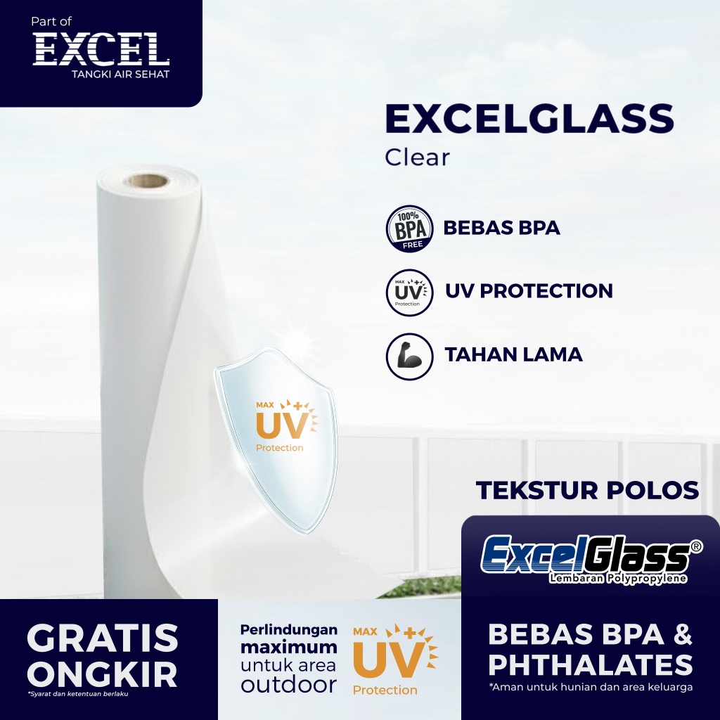 Grahaexcel - Excelglass - Penutup Pagar Fiber Roll PP - Clear