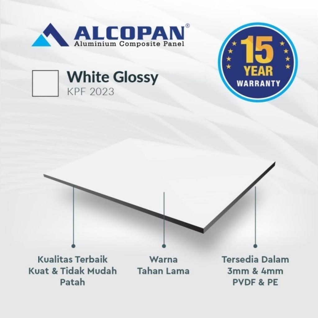 ACP Alcopan 4mm PVDF ukuran besar - White Glossy