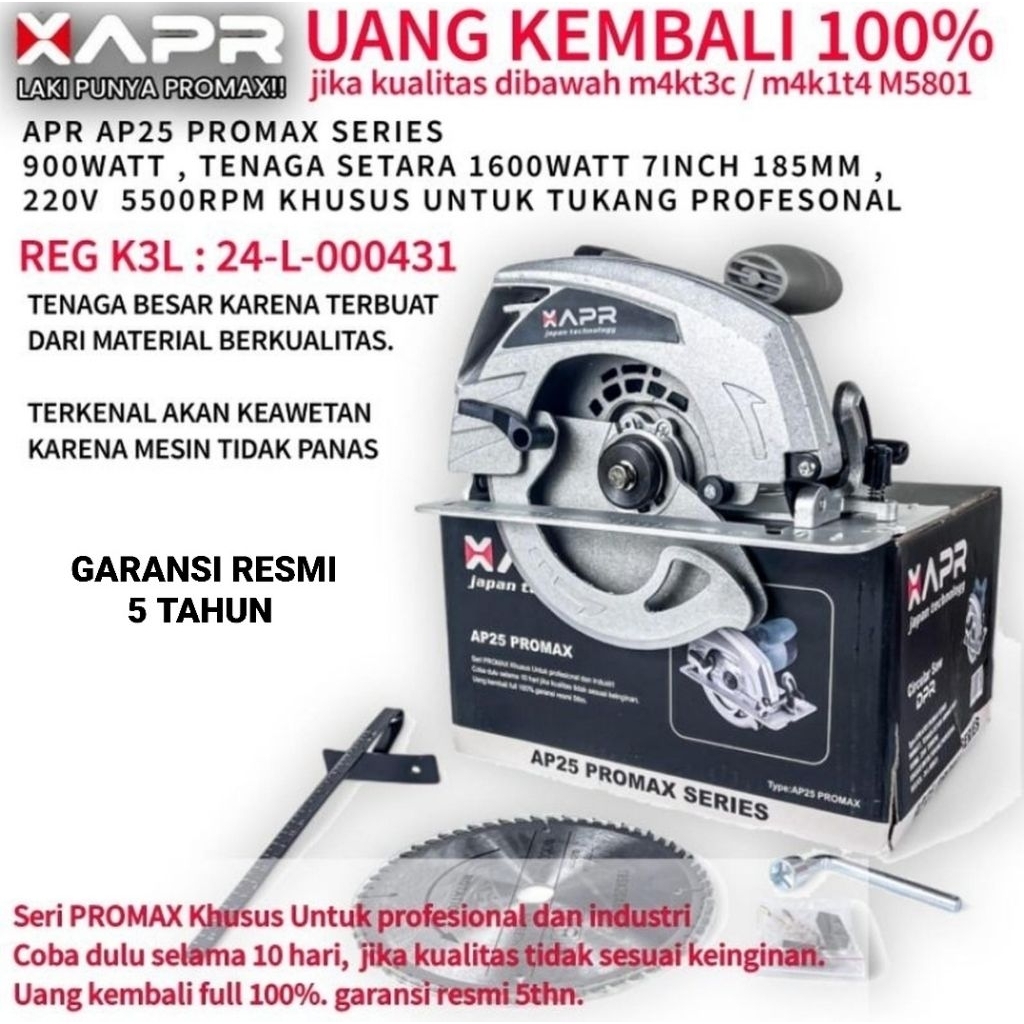 Mesin gergaji kayu APR JAPAN circular saw type AP25PROMAX GTOOLS GT255 GT17 - DEKWE DK6185 HUJIA 329