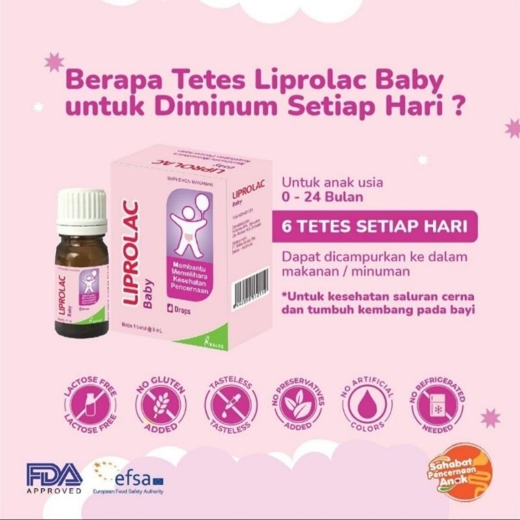 Liprolac Baby Drops - Suplemen Prebiotik Danan Probiotik Tetes Melancarkan Pencernaan Dan Atasi Kemb