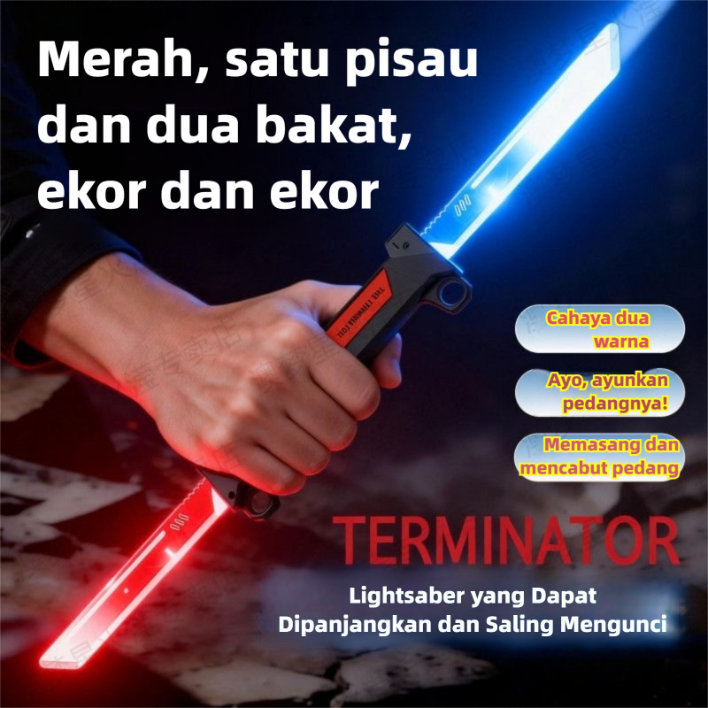 Mainan Lightsaber Teleskopik Bilah Ganda Baru untuk Cahaya Bercahaya Anak Laki-Laki Hadiah Pedang Sa