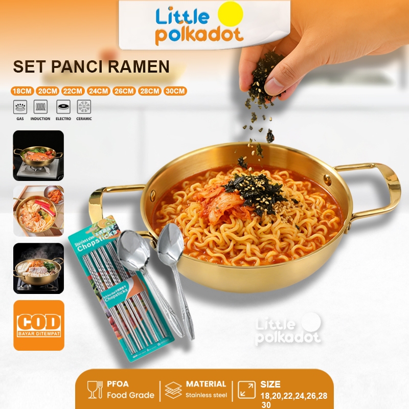 Littlepolkadot Set Panci Ramen Emas Panci Ramen Stainless Steel Panci Ramen Gaya Korea Panci Ramen P
