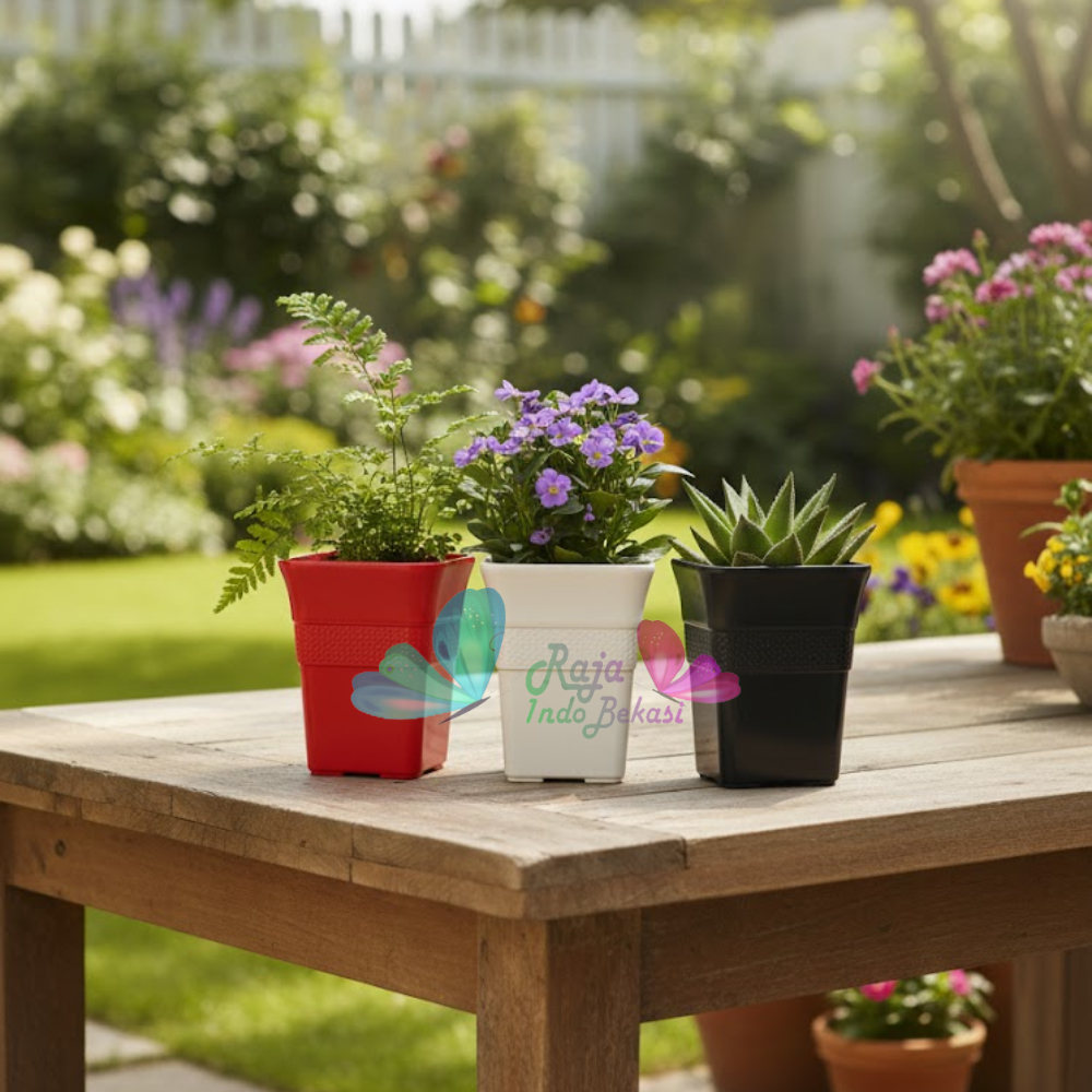 Pot Kotak BATIK 8 cm Putih Hitam Merah Orange Pot Kotak Tinggi Besar Kecil 8 Cm Nkt Putih Hitam
