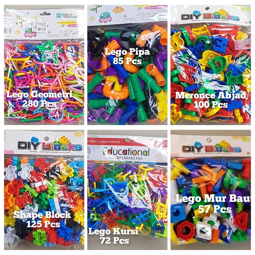 Mainan Block Pipa/Block Abjad/Meronce Abjad/Block Mur Baut/Lego Mur Baut/Lego Pipa/Brick Geometri/Le