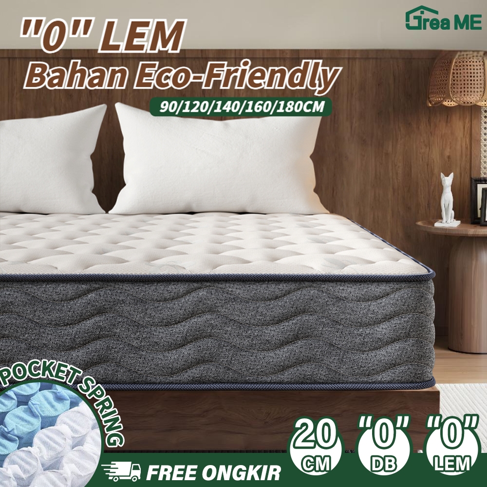 [Gratis Bantal]kasur busa kasur springbed 90/180CM tebal 20CM spring bed single pocket spring tanpa 