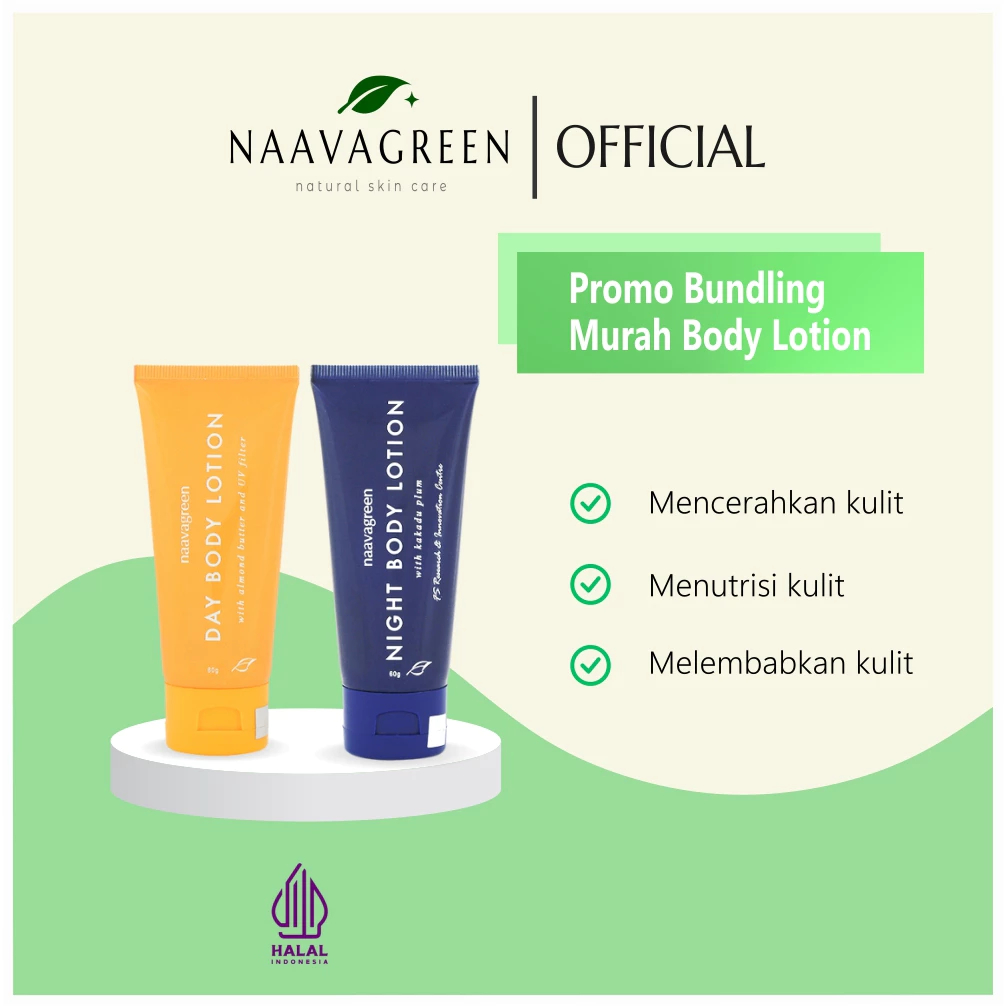Bundling Murah Body Lotion NAAVAGREEN-lOTION PAGI DAN MALAM-NAAVAGREEN