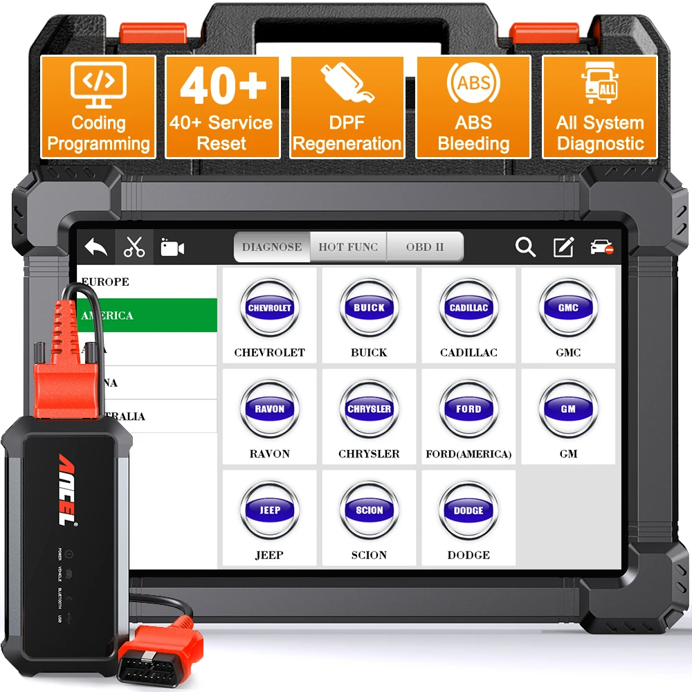 ANCEL X7 HD Alat Diagnostik Truk Berat Sistem Lengkap 12V 24V EPB ABS Reset Oli SAS DPF Regen TPMS E