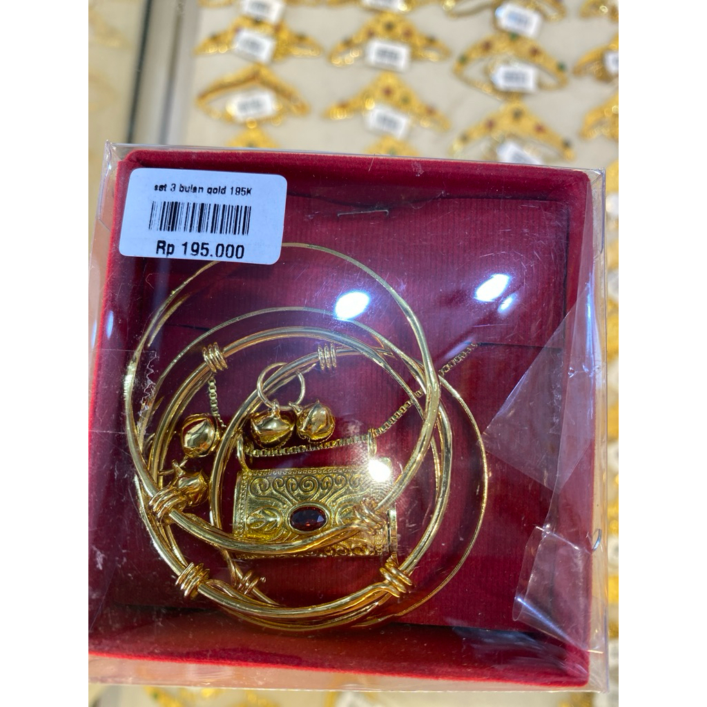 set 3 bulan baby tembaga lapis emas