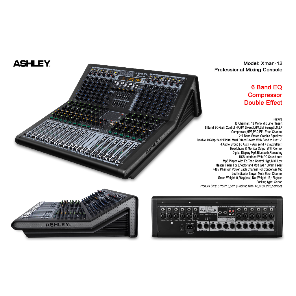 MIXER AUDIO ASHLEY XMAN12 XMAN 12 DOUBLE EFFECT MODEL BARU