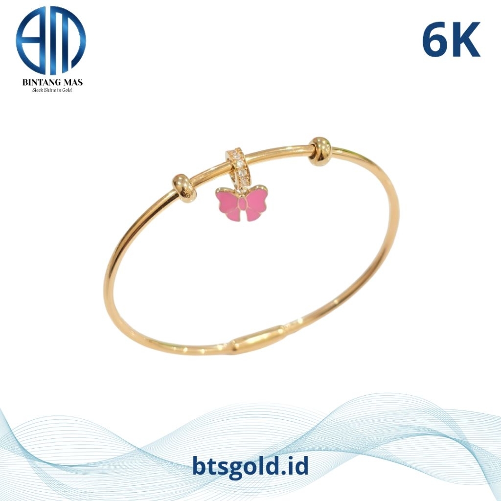 Gelang Bangle Pandora Variasi Pita Permata Emas Asli