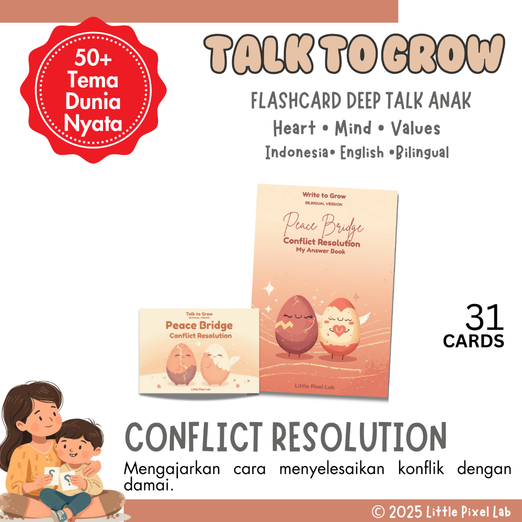 Flashcard Edukasi Deeptalk Anak Tema Conflict Resolution – 31 Pertanyaan Edukatif untuk Karakter, Em