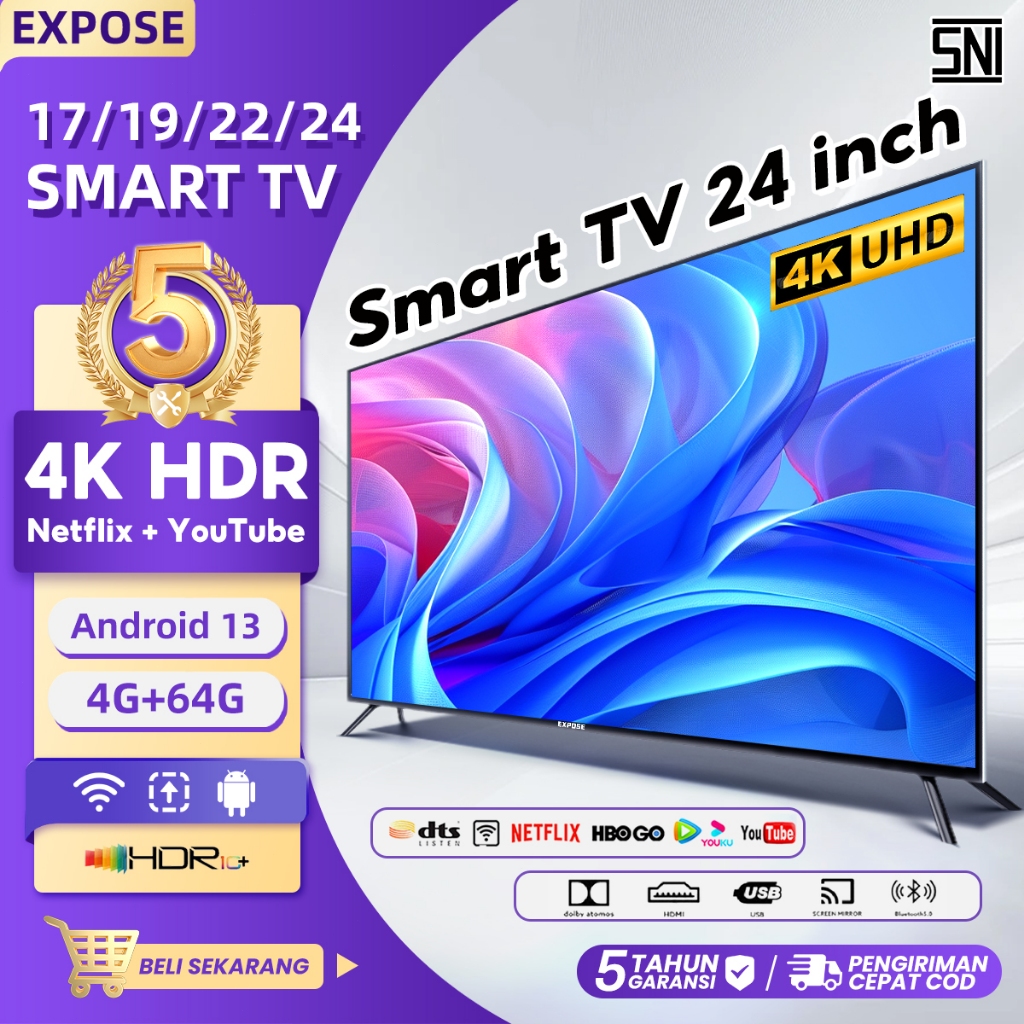 Smart TV 17/19/22/24 Inch TV Android borderless mirrored Dolby Audio TV WI-FI Youtube Netflix Google