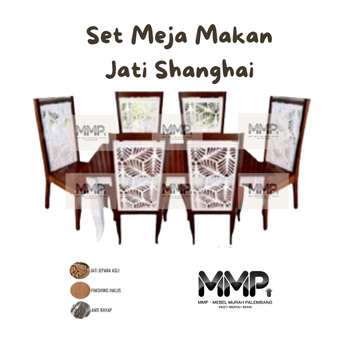 Set Meja Makan Jati Shanghai | Set Meja Makan Jati Jepara Asli Murah Palembang