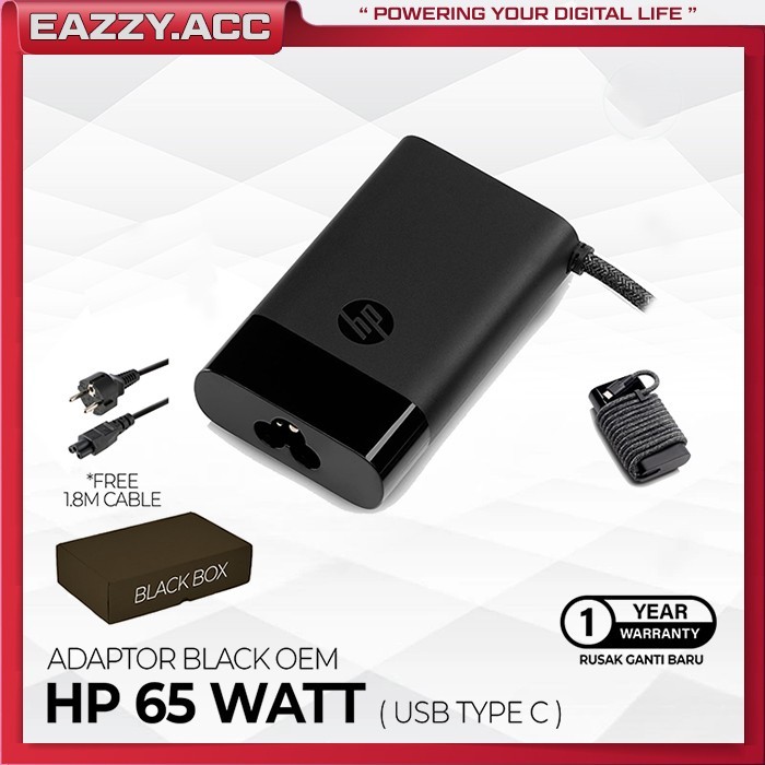 Adaptor Charger Laptop HP Type-C 65W | USB C Set OEM