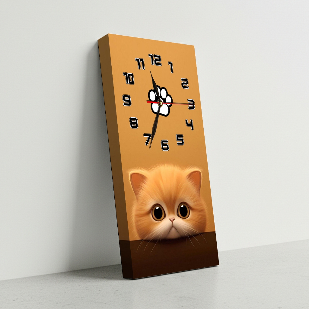 Jam Dinding Kucing Lucu Unik | Jam Dinding Karakter | Dekor Rumah Estetik JTF 06