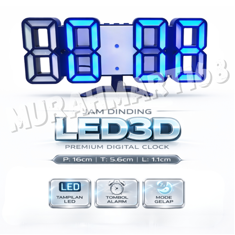 JAM DINDING DIGITAL LED/JAM MEJA-ALARM-SUHU/JAM 3D BESAR MODERN/JAM AESTHETIC LED 3D