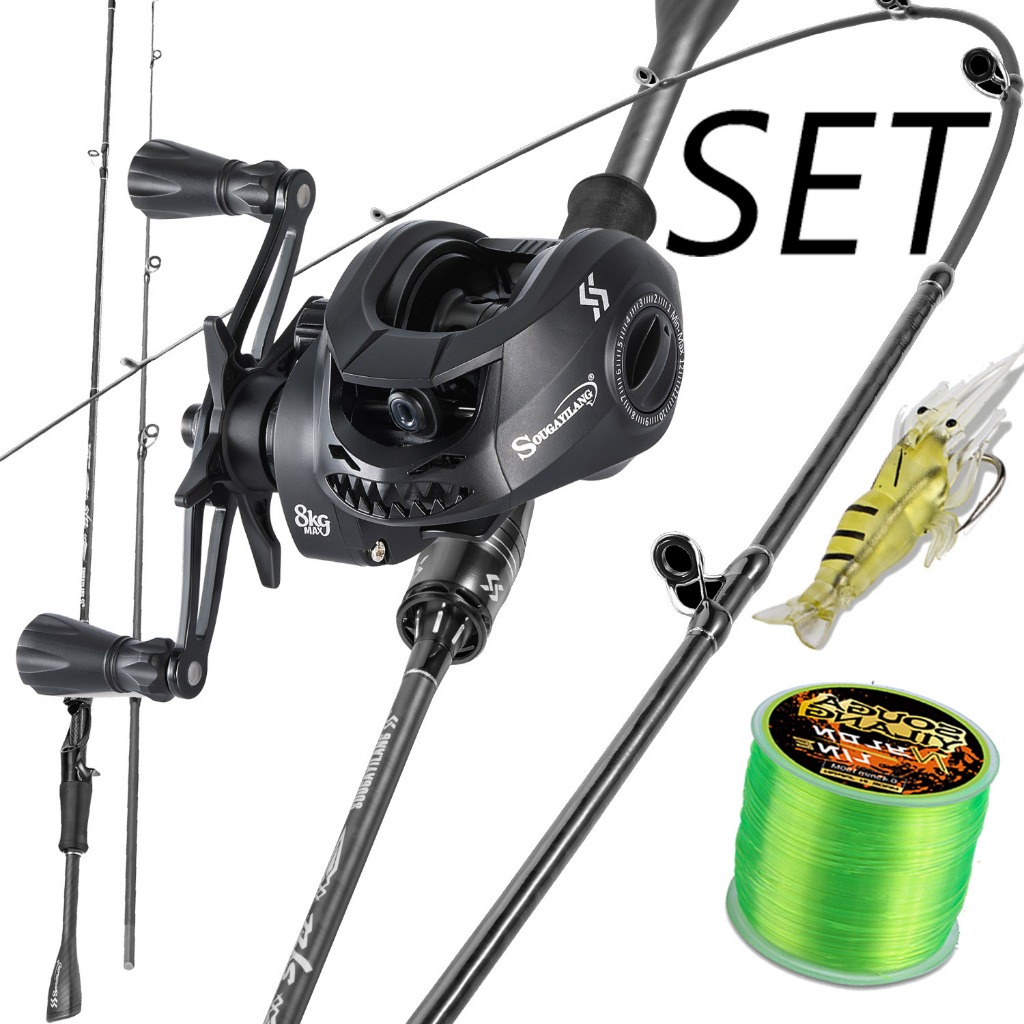 Sougayilang Joran Pancing Set 1.80m 2 Sections Casting Fishing Rod Fishing Reel Pancing 7.2:1 High S