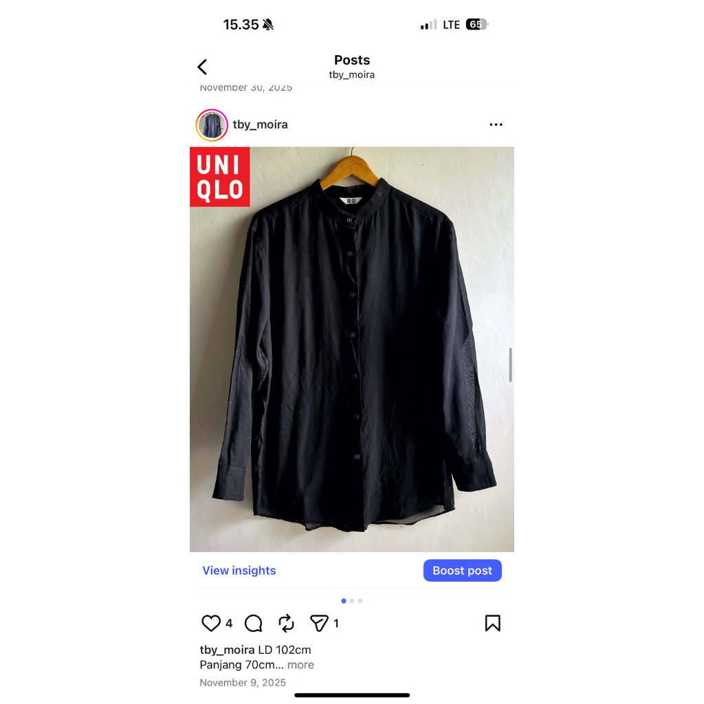 kemeja uniqlo u hitam