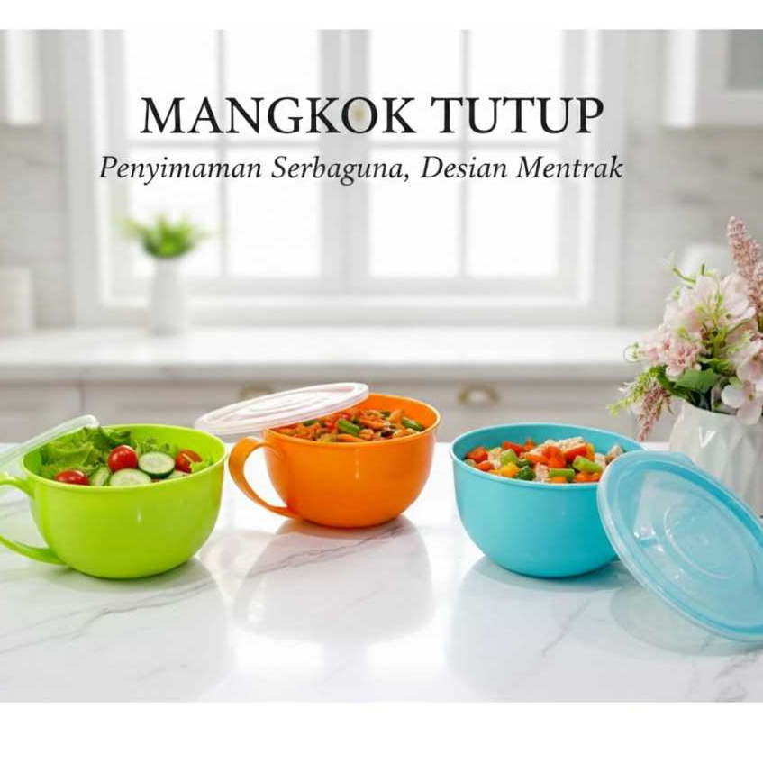 MANGKOK TUTUP TEBAL / MANGKOK TUTUP / MANGKOK PLASTIK BULAT / MANGKOK TUTUP WARNA / MANGKUK TUTUP / 