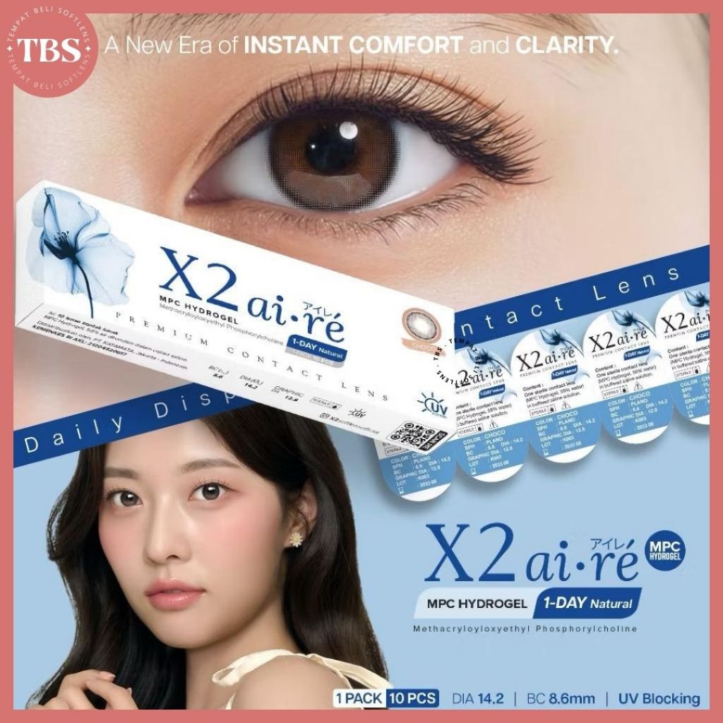 SOFTLENS X2 AIRE 1-DAY CLEAR & COLOR MPC 14,2MM G.DIA 12,8MM & 13MM NORMAL & MINUS / SOFLEN / SOFTLE