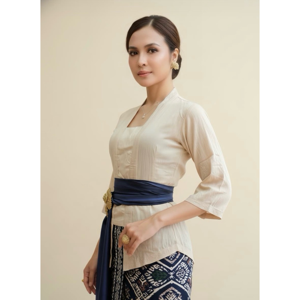 Setelan Kebaya Linen Rubina | Kebaya Bali | Kebaya kutubaru modern lengan lonceng | Kebaya Kutu baru
