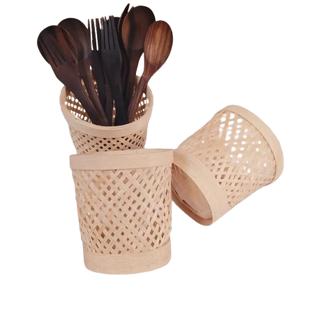 Keranjang Bambu Penyimpanan Tempat Sendok anyaman Bambu